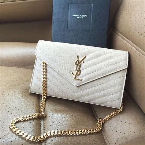 ysl white bag with gold chain